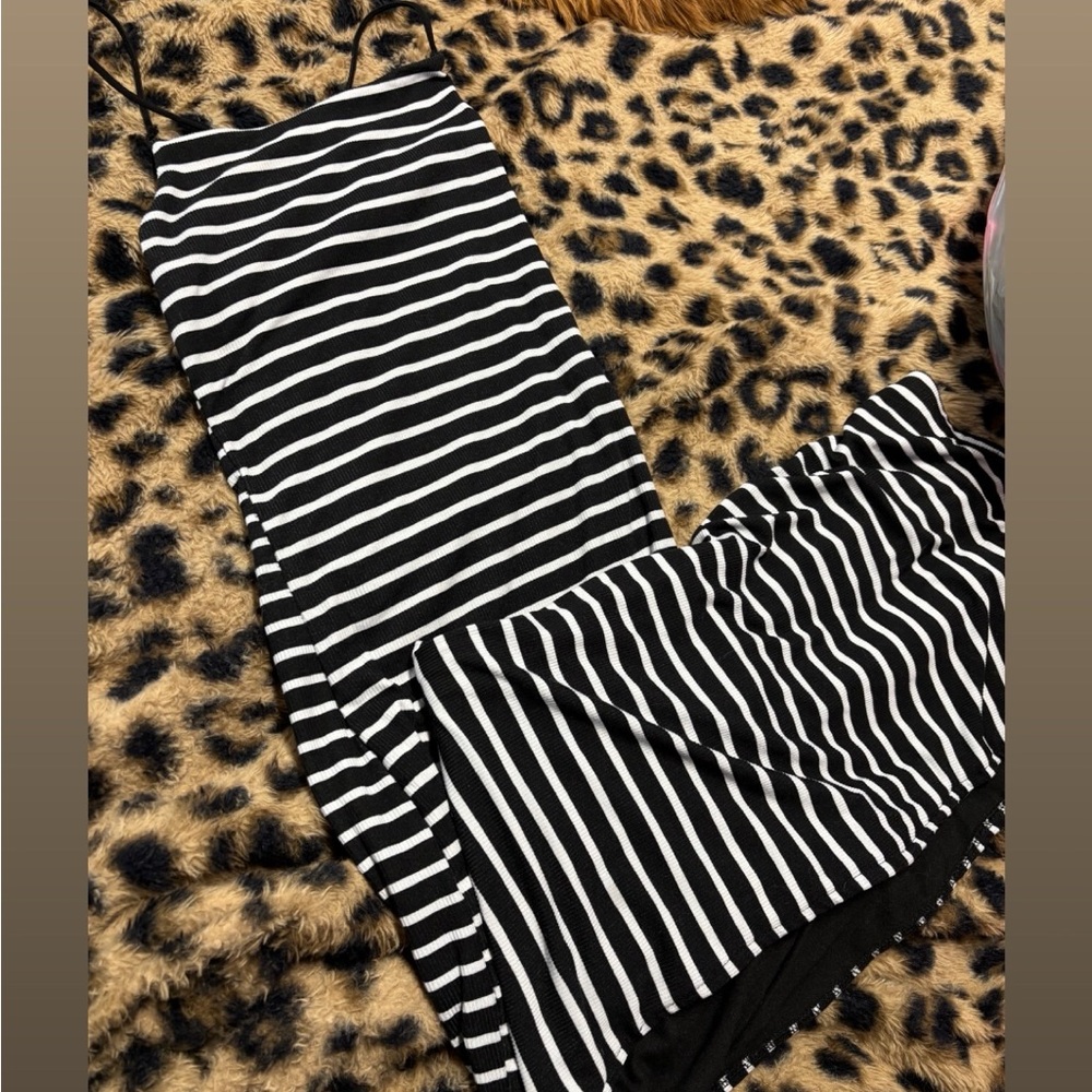 Black and White Striped Skirt